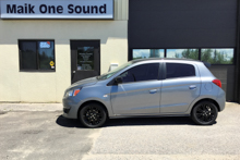 Silver 2019 Mitsubishi Mirage with dark privacy tint installed in North Bay